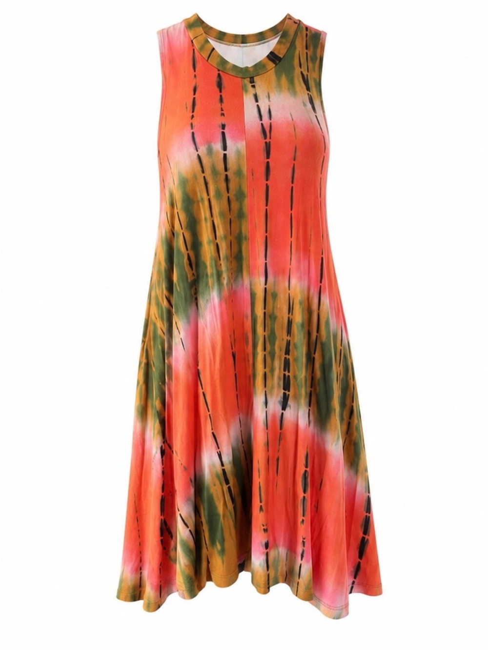 Tres Bien Tie-Dye Swing Dress SIZE SMALL Sleeveless Boho A-Line